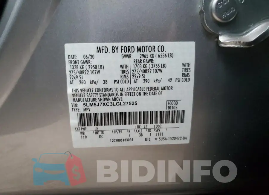 5LM5J7XC3LGL27525 Photo# 13