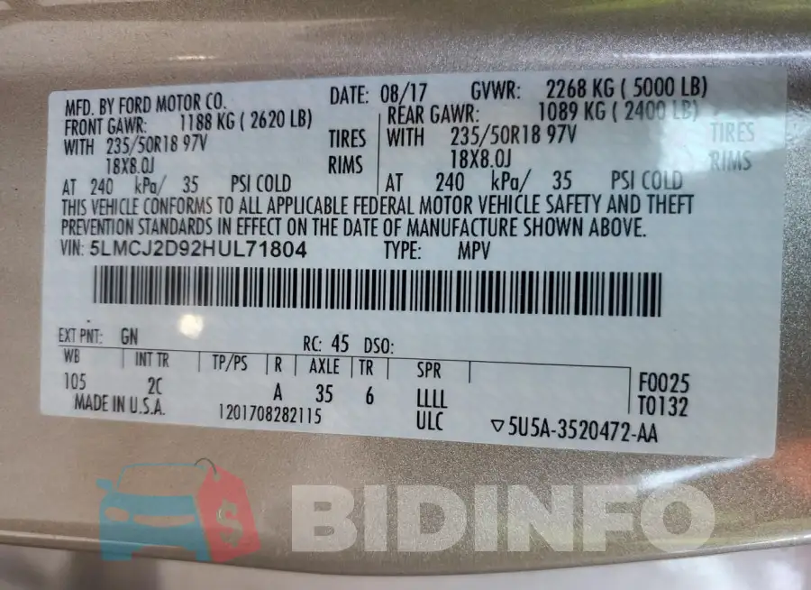 5LMCJ2D92HUL71804 Photo# 13