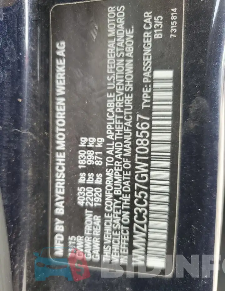 WMWZC3C57GWT08567 Photo# 13