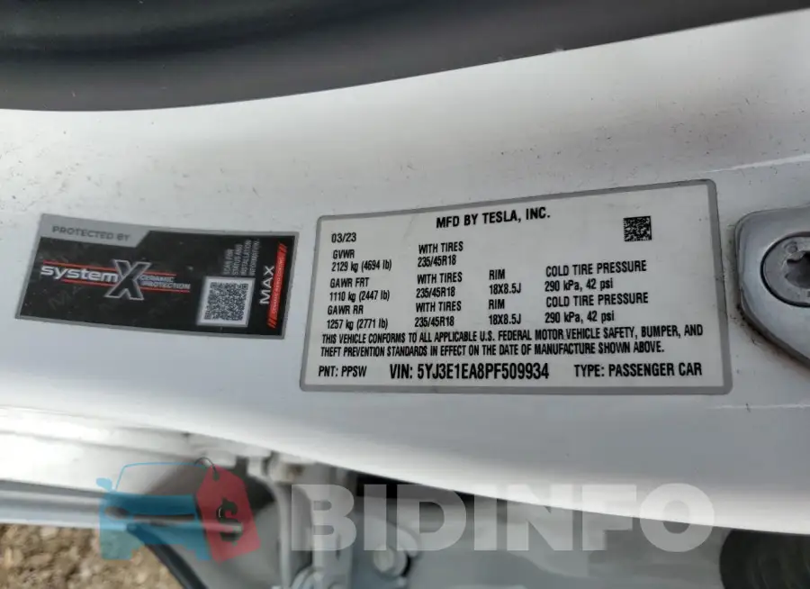 5YJ3E1EA8PF509934 Photo# 12