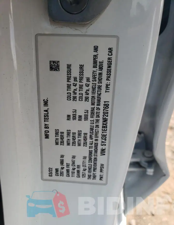 5YJ3E1EBXNF207681 Photo# 13