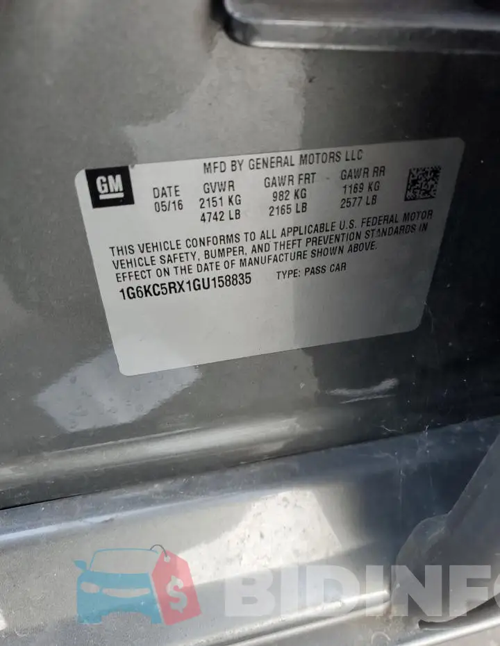 1G6KC5RX1GU158835 Photo# 12