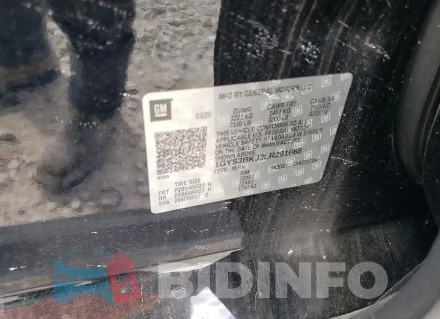 1GYS3BKJ3LR291668 Photo# 13