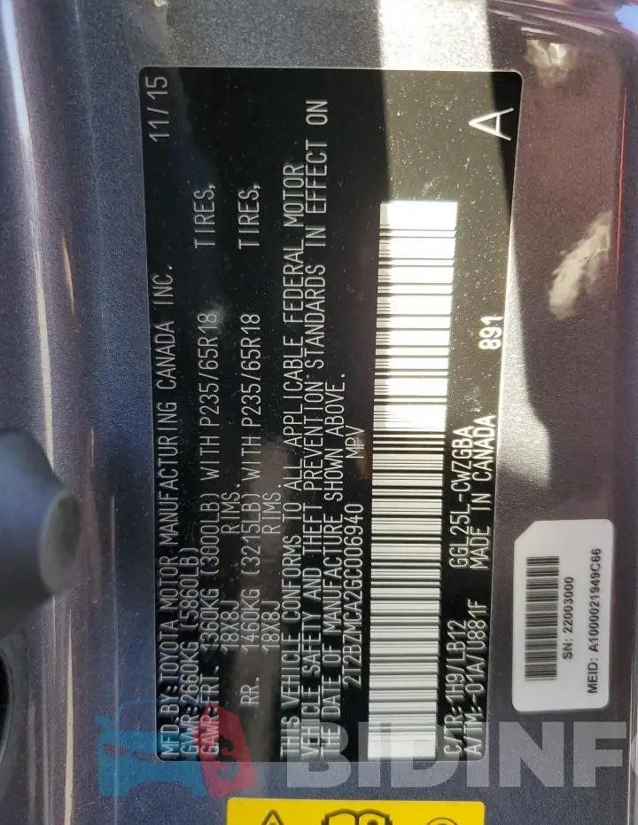 2T2BZMCA2GC006940 Photo# 13