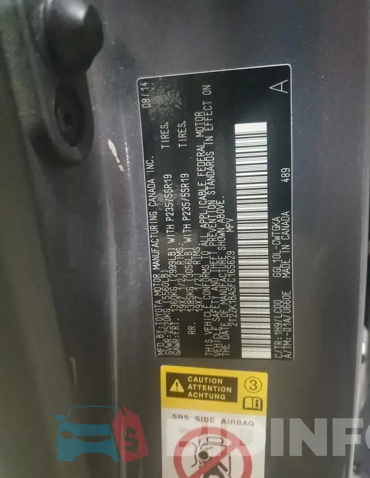 2T2ZK1BA5FC165629 Photo# 12