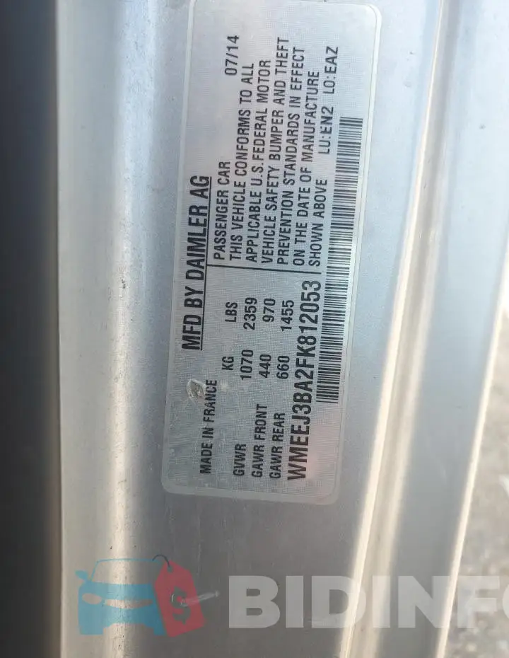 WMEEJ3BA2FK812053 Photo# 12