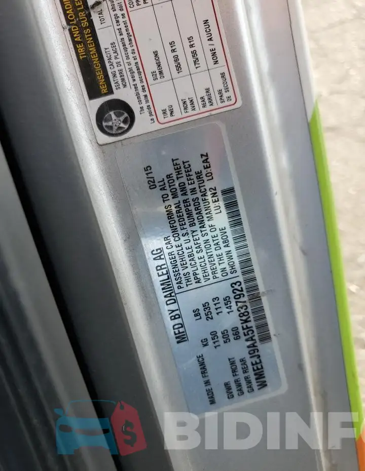 WMEEJ9AA5FK837923 Photo# 12