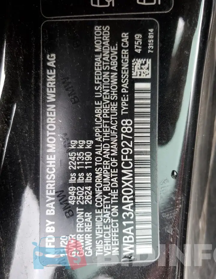 WBA13AR0XMCF92788 Photo# 13