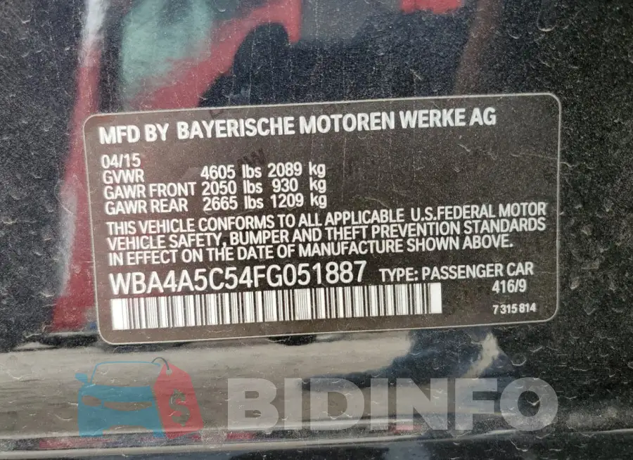 WBA4A5C54FG051887 Photo# 12