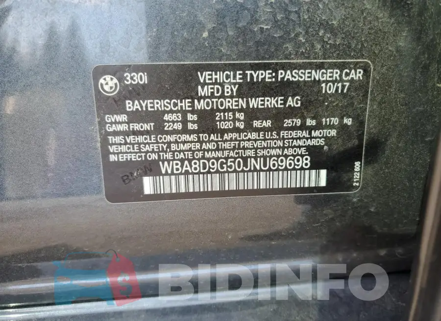 WBA8D9G50JNU69698 Photo# 12