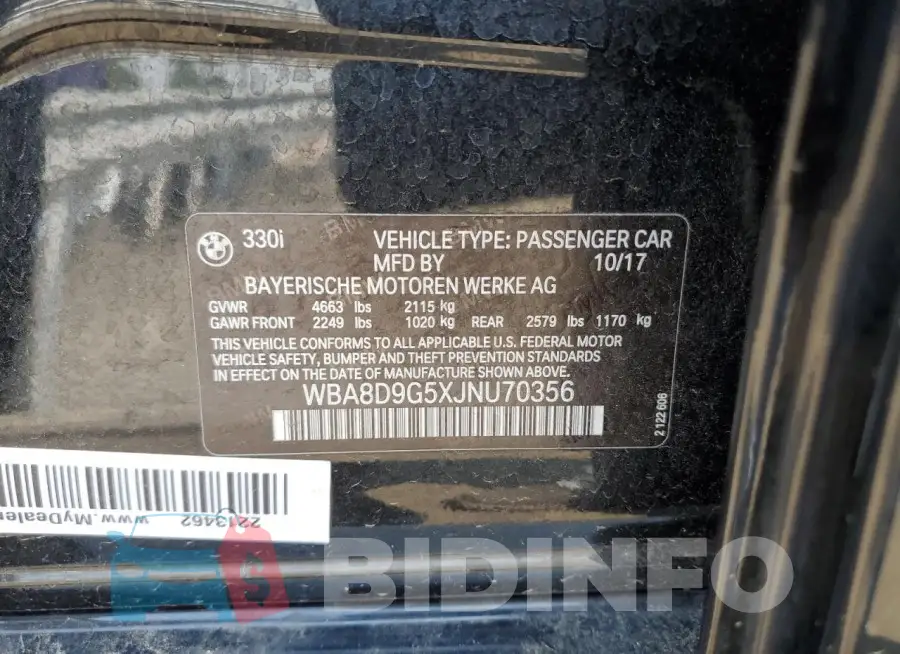 WBA8D9G5XJNU70356 Photo# 12