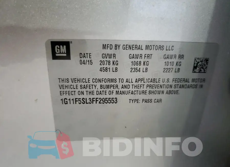 1G11F5SL3FF295553 Photo# 12