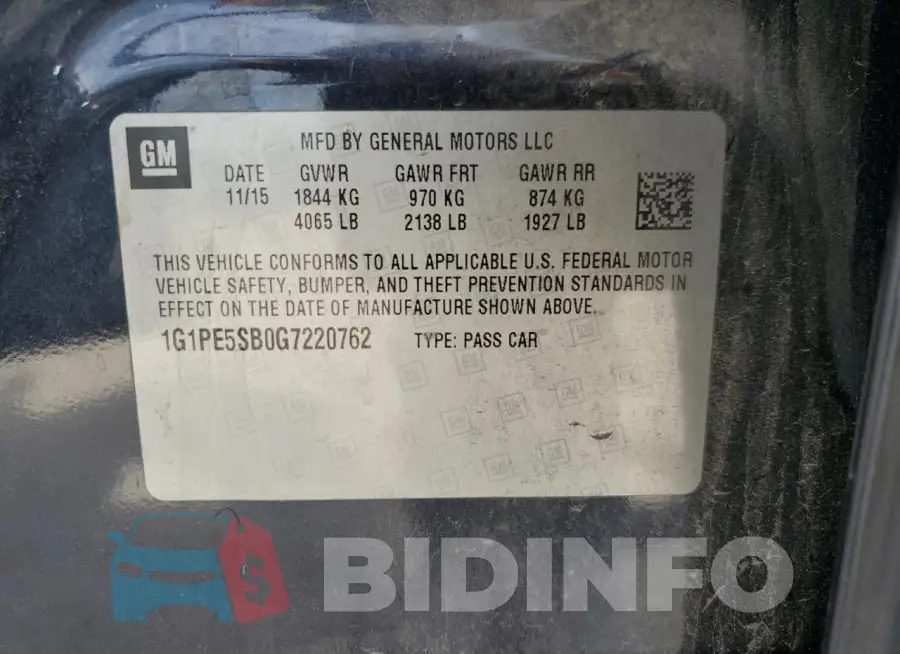 1G1PE5SB0G7220762 Photo# 12