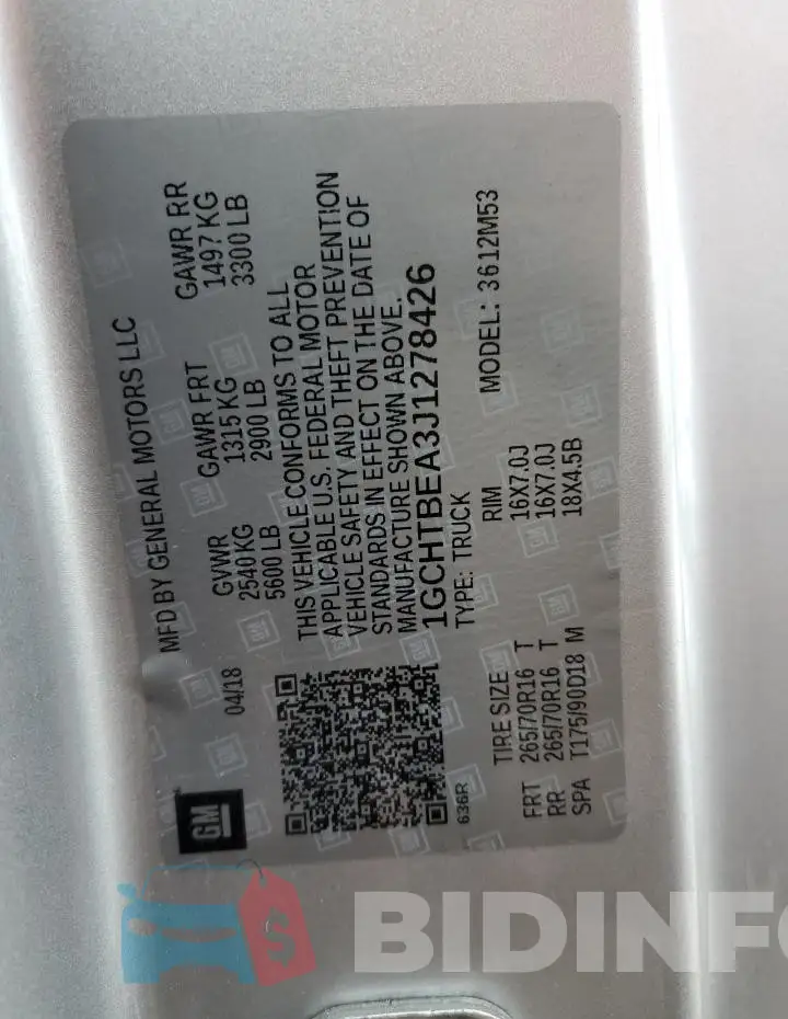 1GCHTBEA3J1278426 Photo# 12