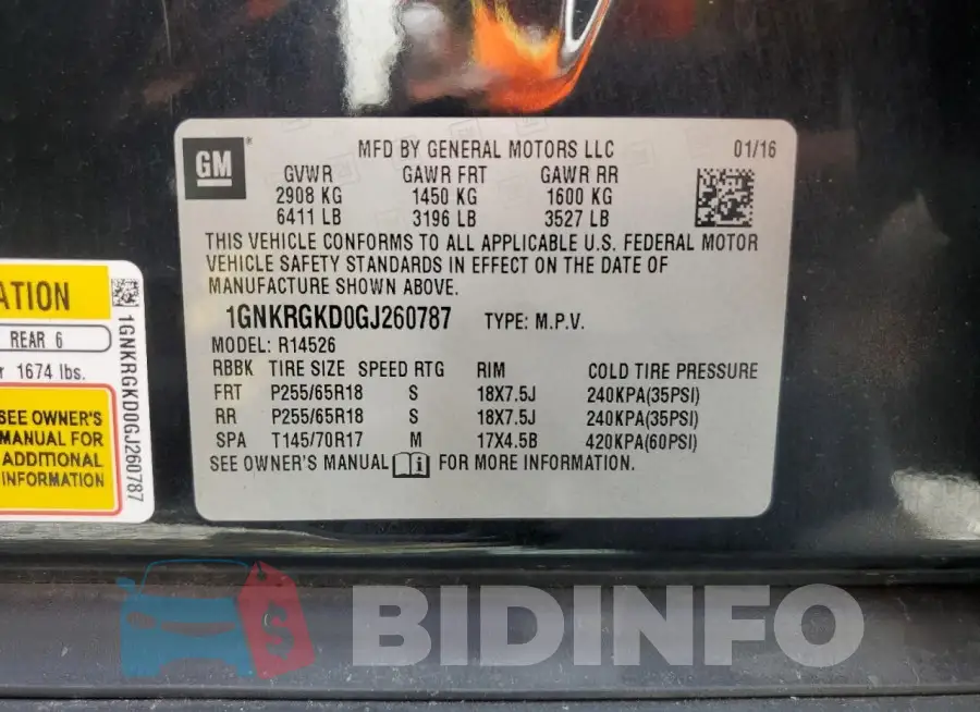 1GNKRGKD0GJ260787 Photo# 14
