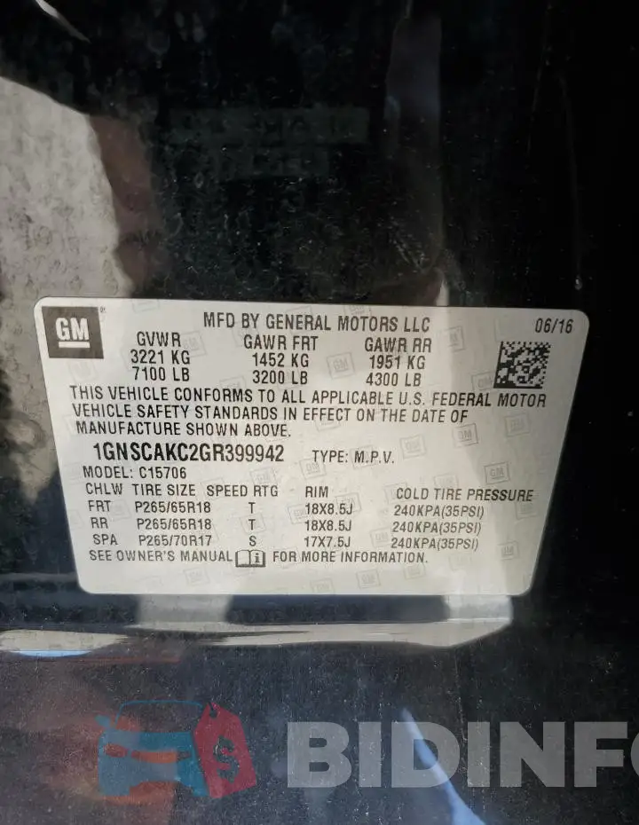 1GNSCAKC2GR399942 Photo# 13
