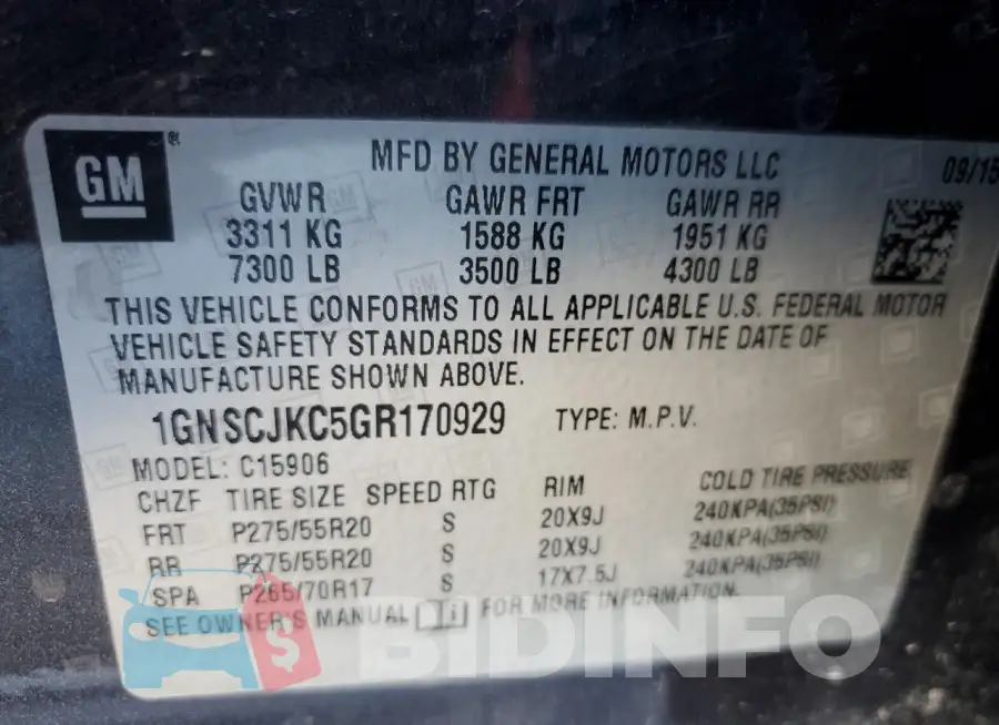 1GNSCJKC5GR170929 Photo# 13