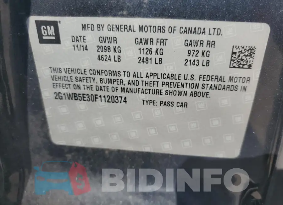 2G1WB5E30F1120374 Photo# 13