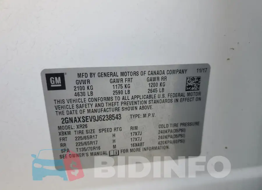 2GNAXSEV9J6238543 Photo# 13