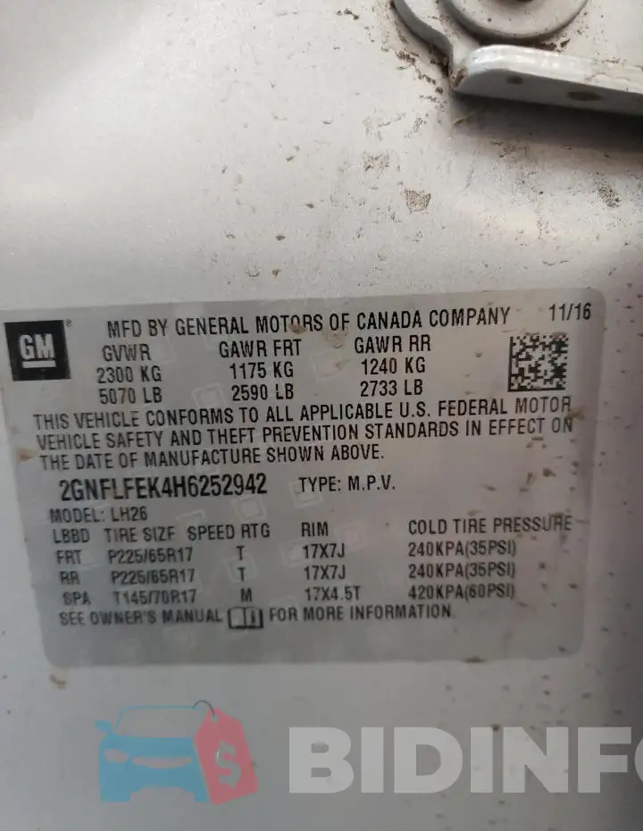2GNFLFEK4H6252942 Photo# 13