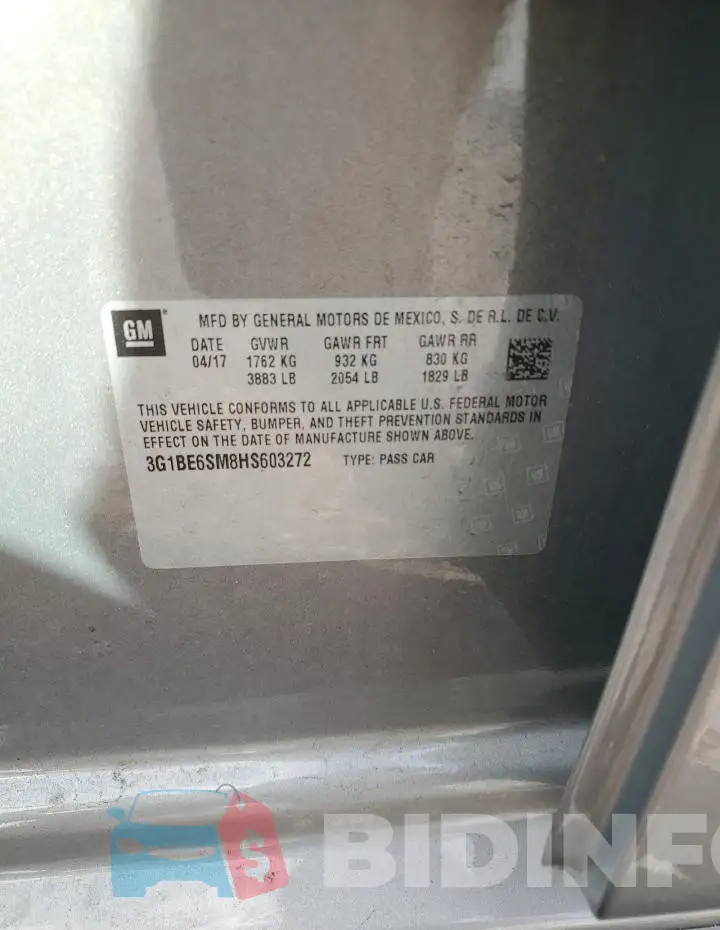 3G1BE6SM8HS603272 Photo# 12