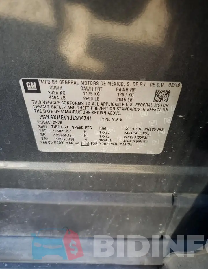 3GNAXHEV1JL304341 Photo# 13