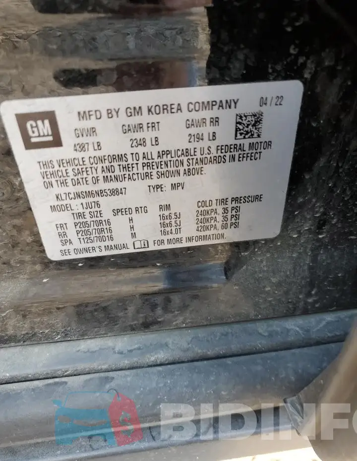 KL7CJNSM6NB538847 Photo# 13