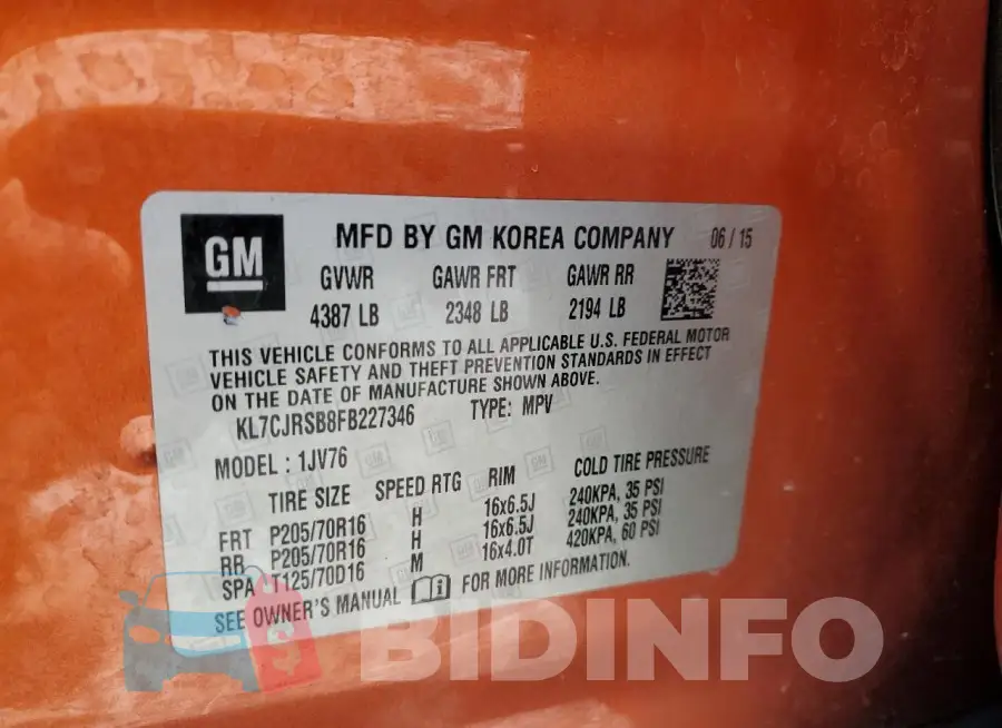 KL7CJRSB8FB227346 Photo# 13