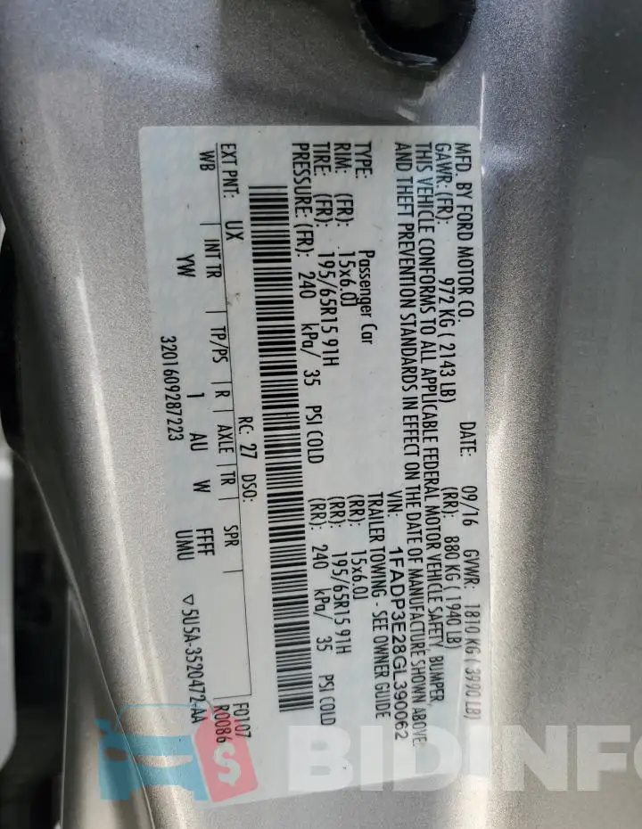 1FADP3E28GL390062 Photo# 12