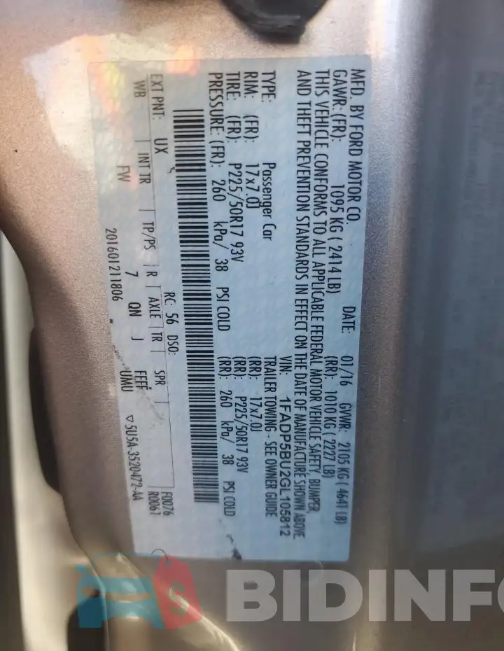 1FADP5BU2GL105812 Photo# 13
