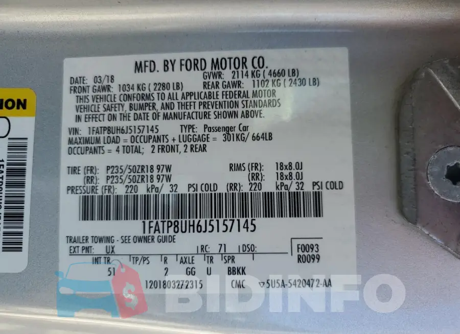 1FATP8UH6J5157145 Photo# 13