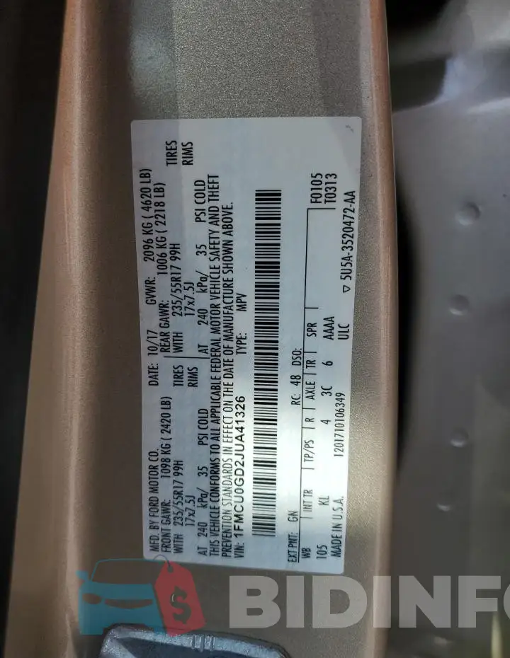 1FMCU0GD2JUA41326 Photo# 13