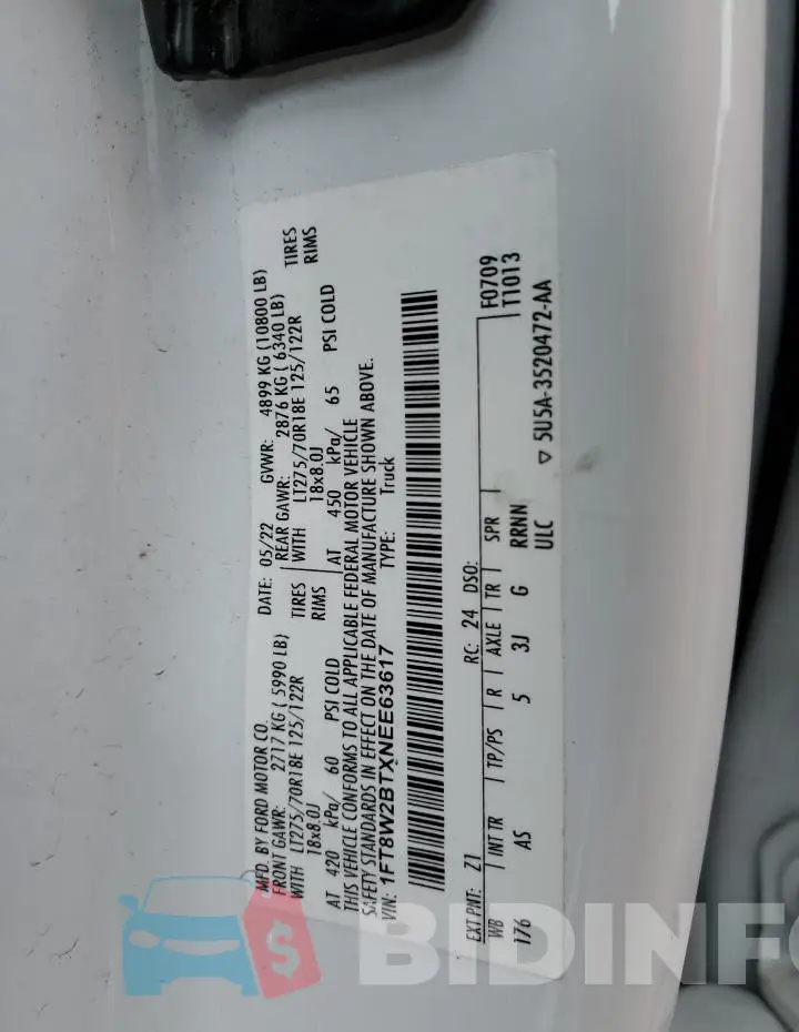 1FT8W2BTXNEE63617 Photo# 13