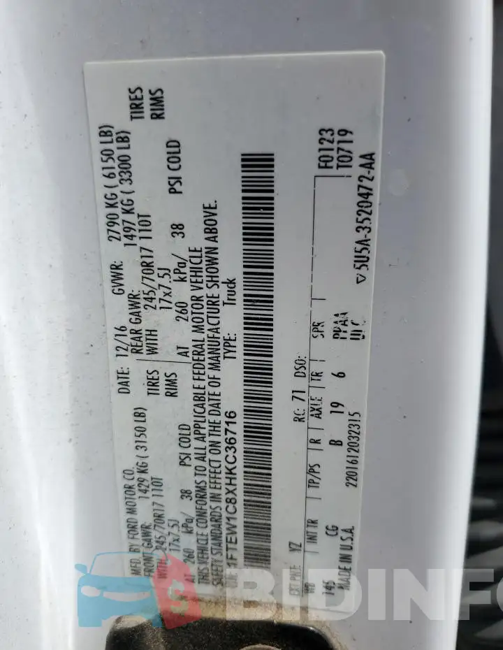 1FTEW1C8XHKC36716 Photo# 12
