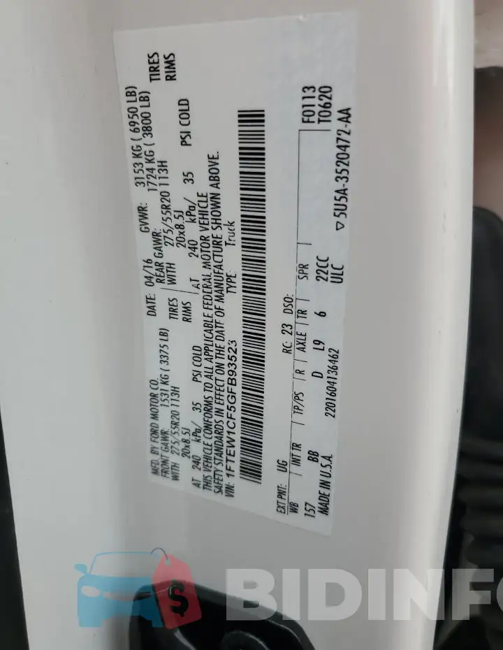 1FTEW1CF5GFB93523 Photo# 12