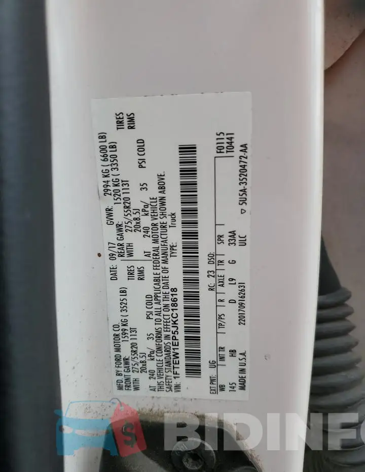 1FTEW1EP5JKC18618 Photo# 12