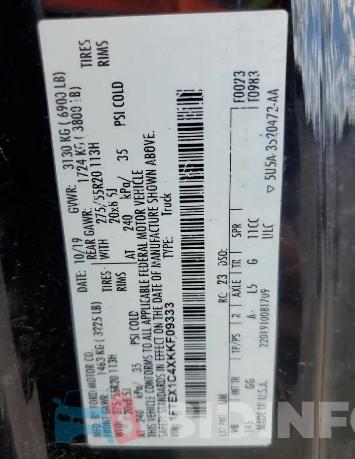 1FTEX1C4XKKF09333 Photo# 12