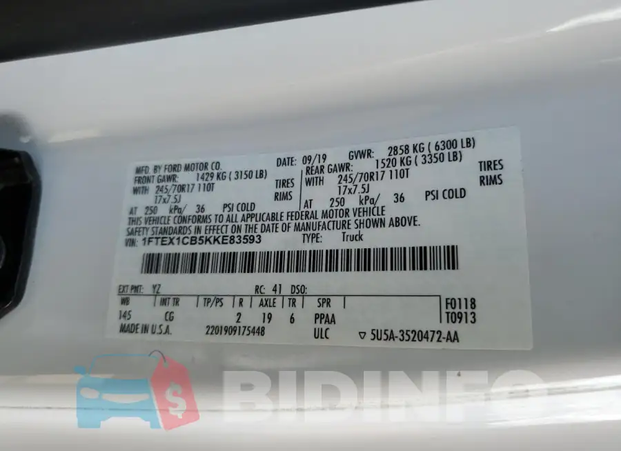 1FTEX1CB5KKE83593 Photo# 12