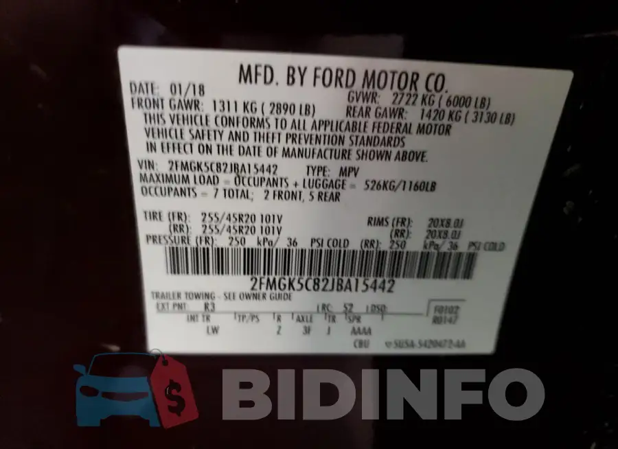2FMGK5C82JBA15442 Photo# 13