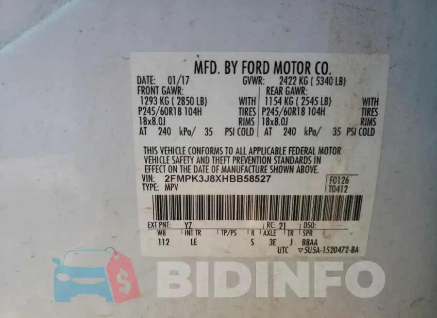 2FMPK3J8XHBB58527 Photo# 14