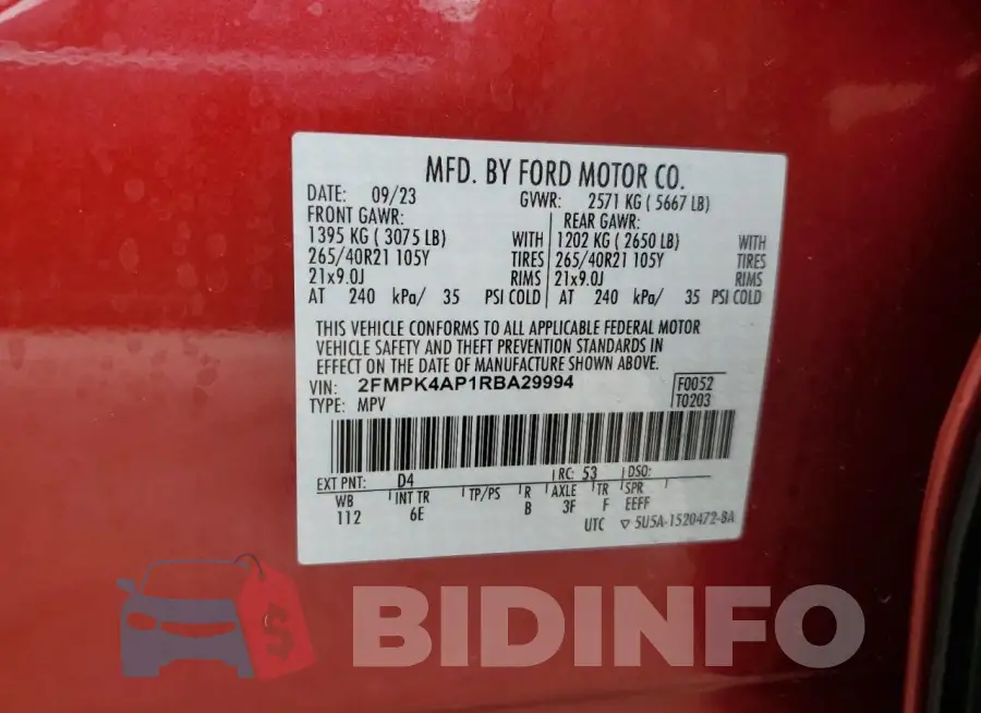 2FMPK4AP1RBA29994 Photo# 14