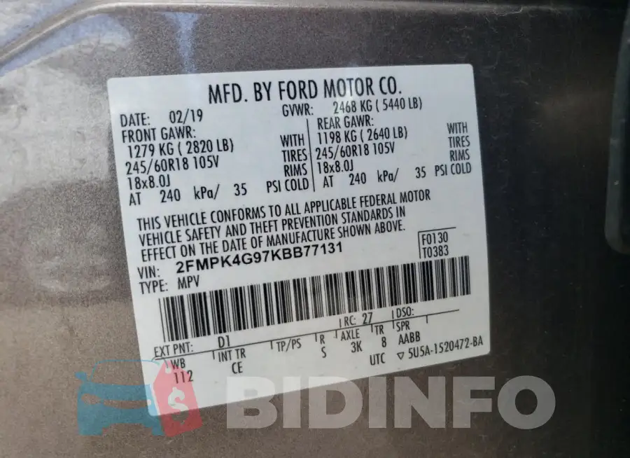 2FMPK4G97KBB77131 Photo# 13
