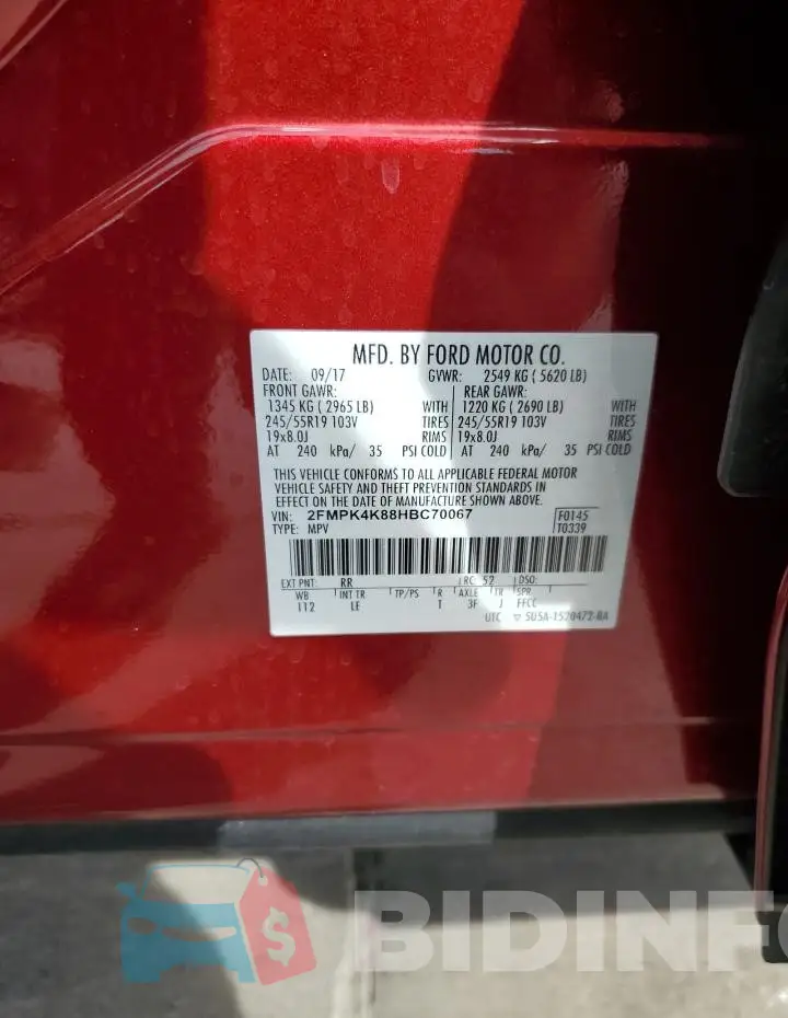 2FMPK4K88HBC70067 Photo# 13