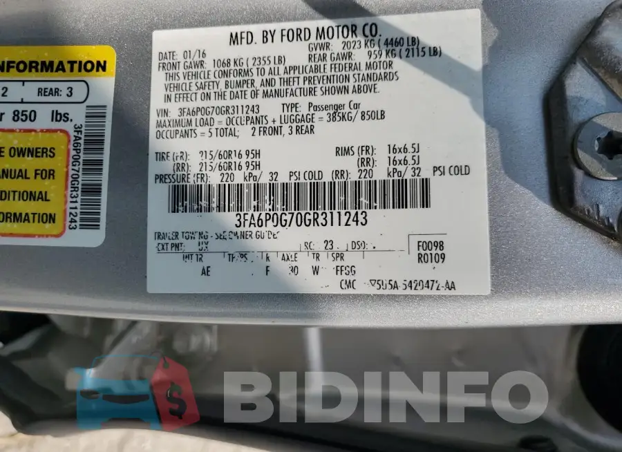 3FA6P0G70GR311243 Photo# 12