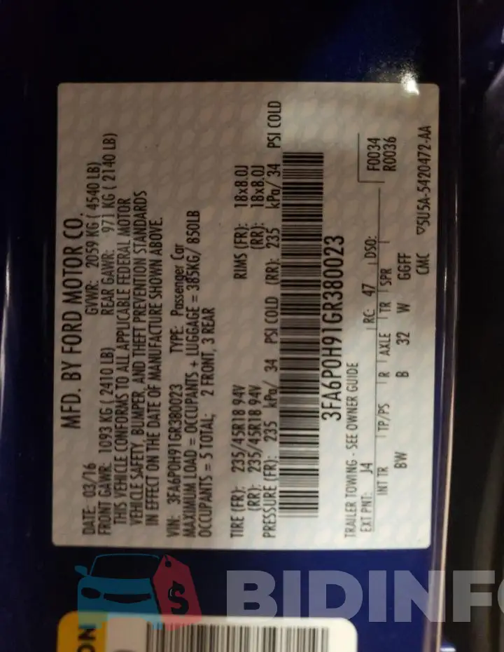 3FA6P0H91GR380023 Photo# 12