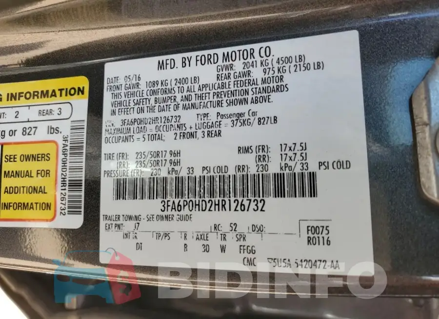 3FA6P0HD2HR126732 Photo# 12
