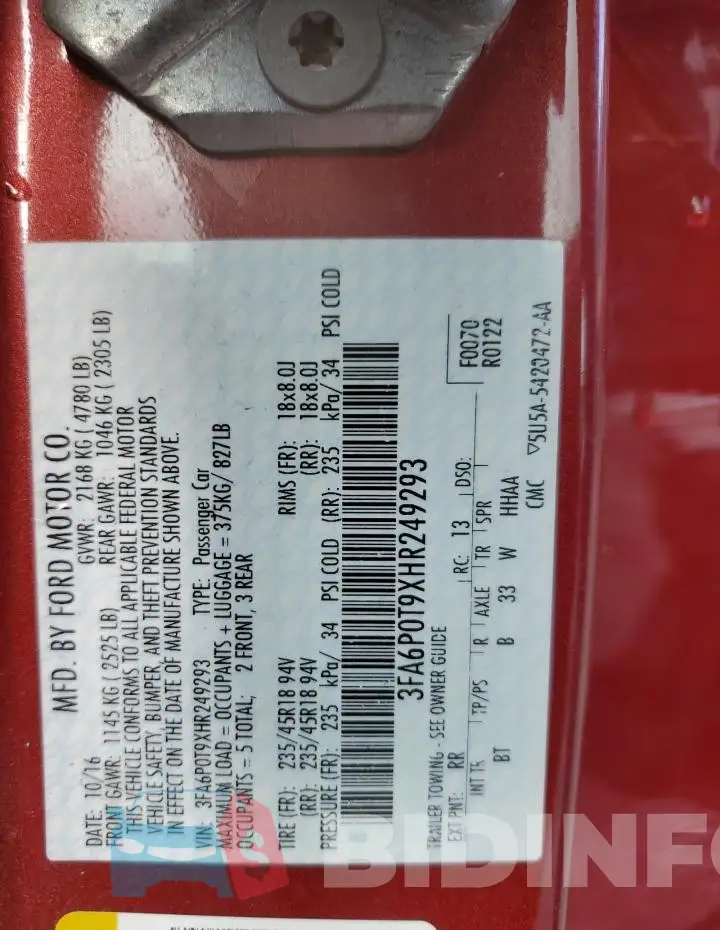 3FA6P0T9XHR249293 Photo# 12