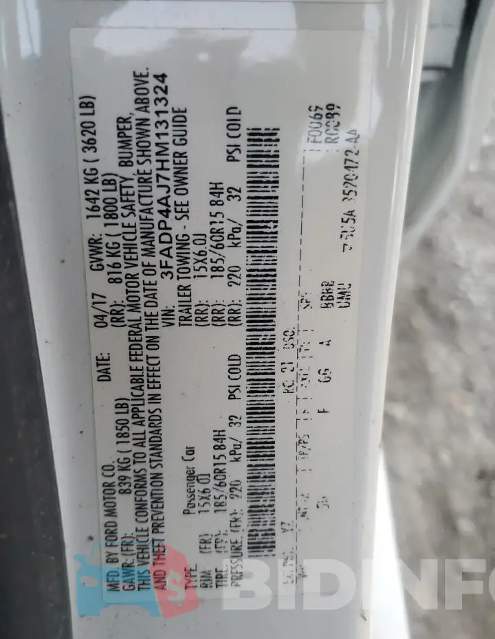 3FADP4AJ7HM131324 Photo# 12