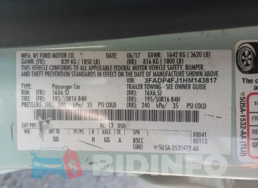 3FADP4FJ1HM143817 Photo# 12