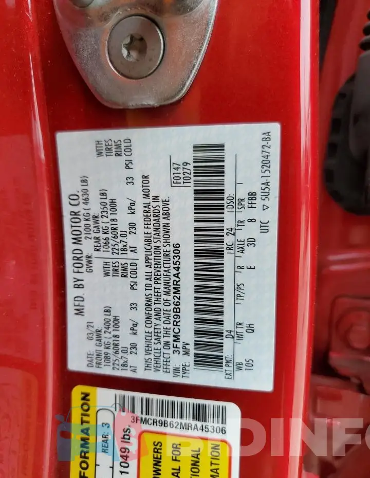 3FMCR9B62MRA45306 Photo# 14